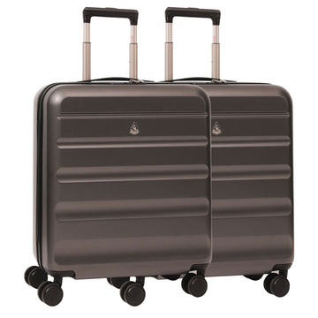 Aerolite 56x45x25cm Large Cabin Bag – Easyjet Large Cabin/Plus/Flexi, British Airways & Jet2 Maximum Cabin Luggage Size, Lightweight Hard Shell Suitcase with 8 Spinner Wheels, TSA Lock, 56L Capacity, 5-Year Warranty, Charcoal (Set of 2)